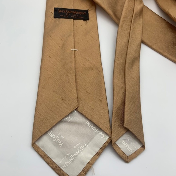 Set of Two Vintage Yves Saint Laurent Silk Ties Blue & Gold - Picture 14 of 15